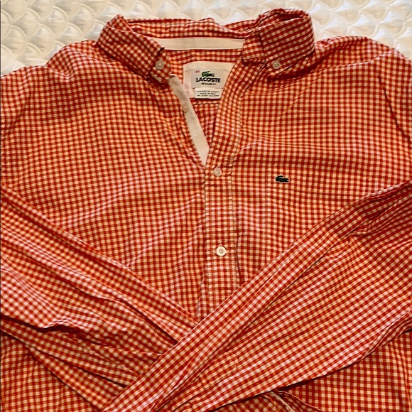 Lacoste Other - Lacoste orange gingham shirt